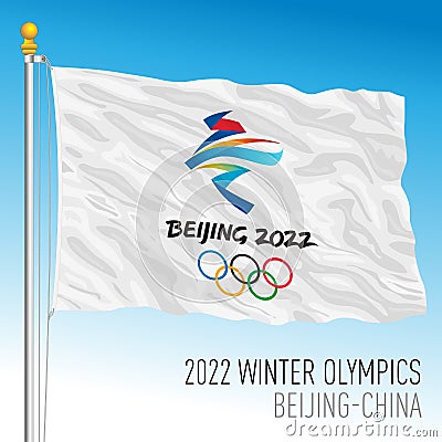 XXIV Winter Olympics Games flag, Beijing, China Vector Illustration