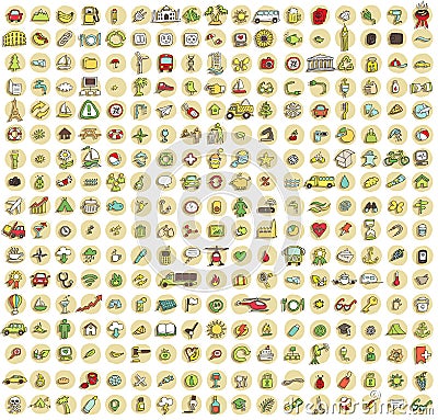 XXL Collection of 289 doodled icons for every occasion No.1 Vector Illustration