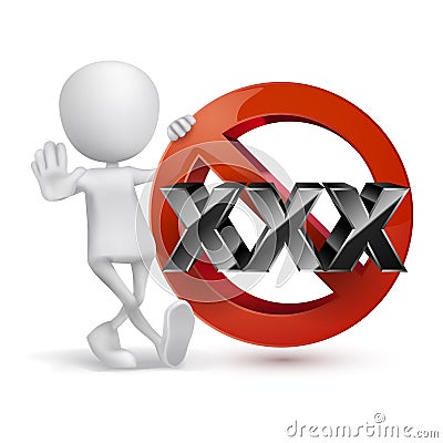 XXX adults only content sign. Age limit icon. with 3d guy Vector Illustration