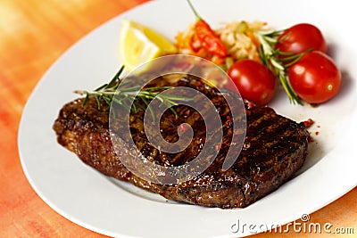 XXX - Big New York Strip Steak with Salad Stock Photo