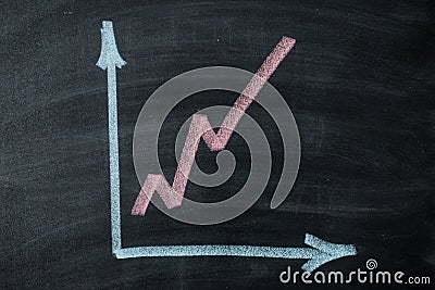 XXXL Bar Graph on black board Stock Photo