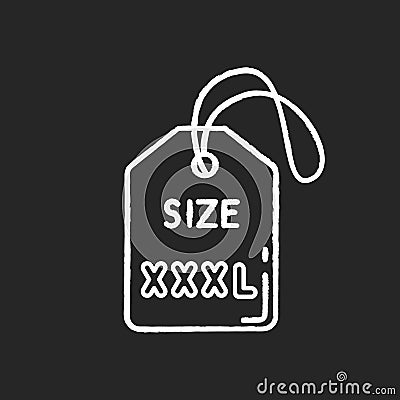 XXXL size label chalk white icon on black background. Clothing parameters description. Info tag for apparel. Extra large Vector Illustration