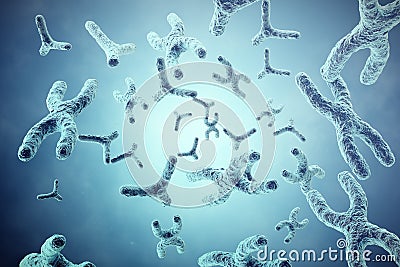 XY-chromosomes on grey background, scientific and biology concept with depth of field effect. 3d illustration Cartoon Illustration