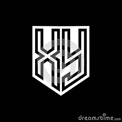 XY Logo monogram shield geometric black line inside white shield color design Vector Illustration