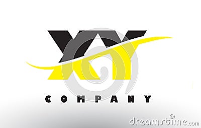 XY X Y Black and Yellow Letter Logo with Swoosh. Vector Illustration