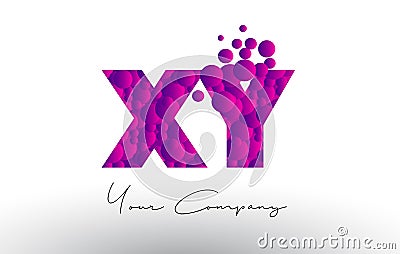 XY X Y Dots Letter Logo with Purple Bubbles Texture. Vector Illustration