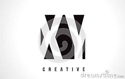 XY X Y White Letter Logo Design with Black Square. Vector Illustration