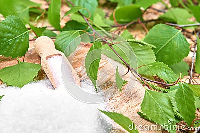 Xylitol birch sugar Stock Photo