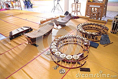 Xylophone Gong Dulcimer Thai music instruments Stock Photo