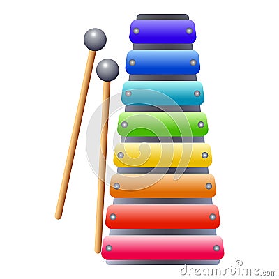 Xylophone icon, cartoon style Vector Illustration