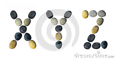 XYZ letters made of pebbles. Stock Photo