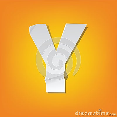 Y capital letter fold english alphabet New design Vector Illustration