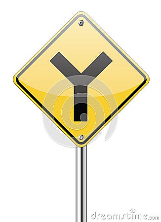 Y fork junction sign Vector Illustration