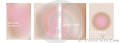 Y2k Aesthetic abstract nude gradient background with beige, pink, pastel, soft blurred pattern. Poster for social media Vector Illustration