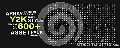 Y2K elements collection. Retrofuturistic objects asset. Vector Illustration
