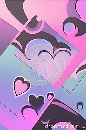 Y2K nostalgia background wallpaper with hearts Stock Photo