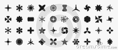 Y2K star shapes collections. Retro star and starburst icons and symbols. Different abstract bold modern shapes. Design elements Vector Illustration