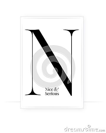 N letter art design. Nice and serious, vector Vector Illustration