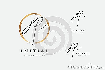 Y logo. Initials letter o in gold circle. Initial signature. Design fashion handwriting monogram. Handwritten identity name. Abstr Vector Illustration