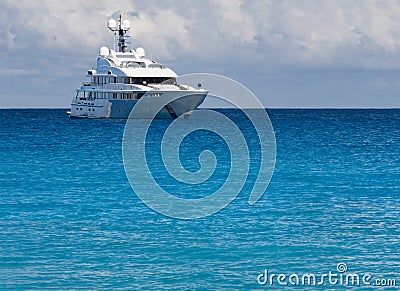 Yacht on the background of clouds on the island of Kefalonia in the Ionian Sea in Greece Editorial Stock Photo