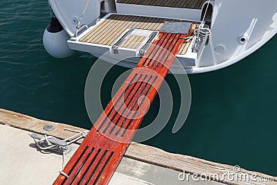 Yacht boarding gangplank Stock Photo