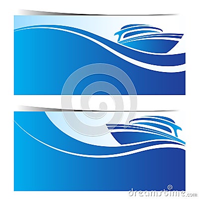 Yacht boat banners Vector Illustration