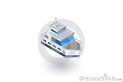 Yacht boat isometric flat icon. 3d vector Vector Illustration