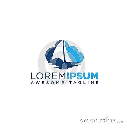 Yacht cloudshape logo design Vector Illustration