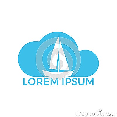 Yacht cloudshape logo design. Yachting club or yacht sport team vector logo design. Vector Illustration