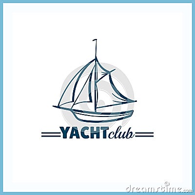 Yacht Club Badge Vector Illustration