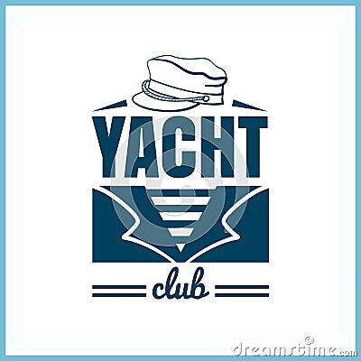 Yacht Club Badge With Hat Vector Illustration