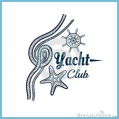 Yacht Club Badge With Starfish Vector Illustration