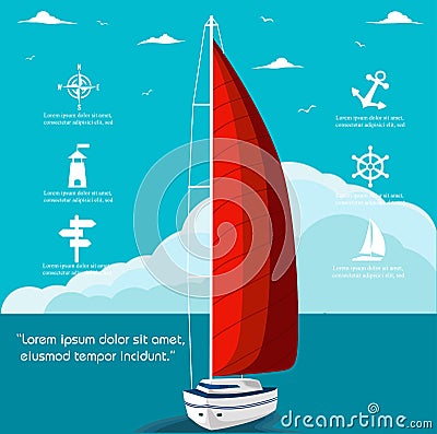 Yacht club flyer design with sail boat Vector Illustration