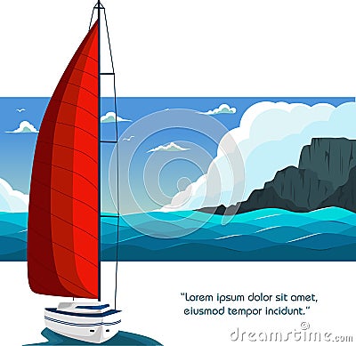Yacht club flyer design with sail boat Vector Illustration