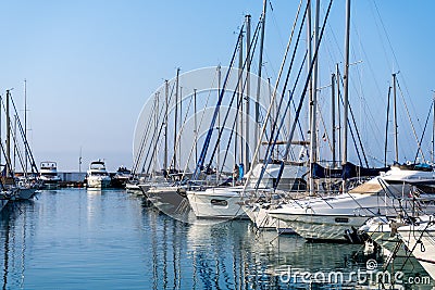 Yacht club in the morning. Mediterranean coast Stock Photo