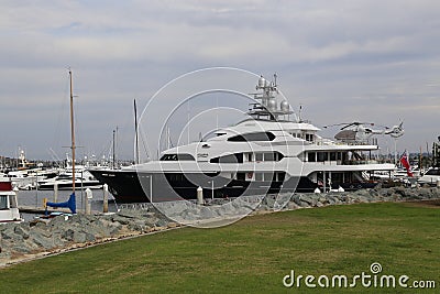 Yacht docked at Shelter Island in San Diego, California Editorial Stock Photo