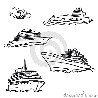 Yacht drawing symbols Vector Illustration