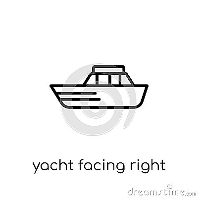 Yacht Facing Right icon. Trendy modern flat linear vector Yacht Vector Illustration