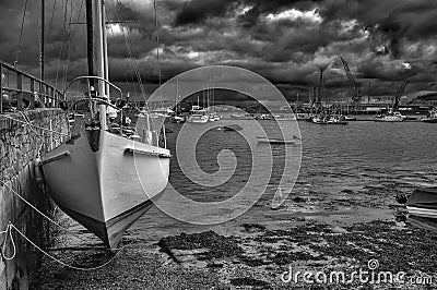 Yacht in Falmouth harbour Cornwall Stock Photo