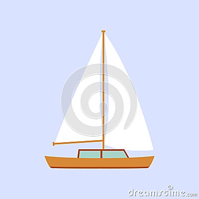 Yacht flat design style on blue background Vector Illustration