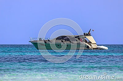 Yacht near the beach Editorial Stock Photo