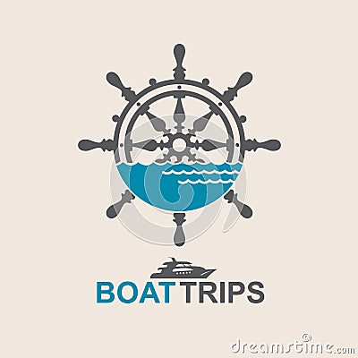 Yacht helm wheel Vector Illustration