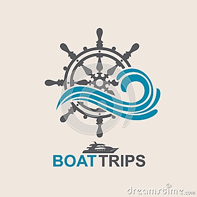 Yacht helm wheel Vector Illustration