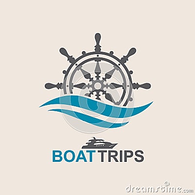 Yacht helm wheel Vector Illustration