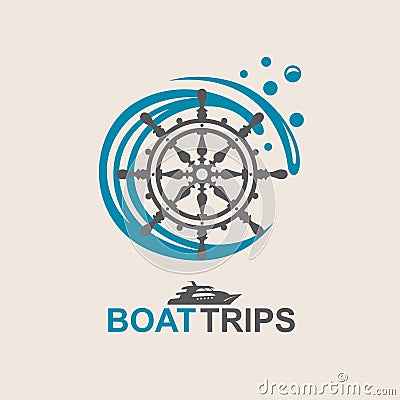 Yacht helm wheel Vector Illustration