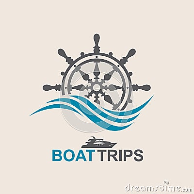 Yacht helm wheel Vector Illustration