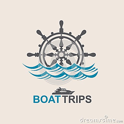 Yacht helm wheel Vector Illustration