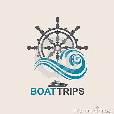 Yacht helm wheel Vector Illustration