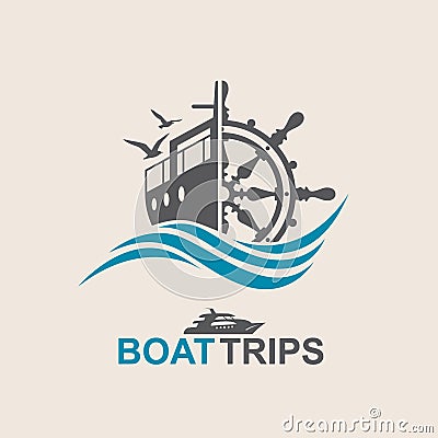 Yacht helm wheel Vector Illustration