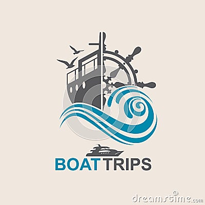 Yacht helm wheel Vector Illustration